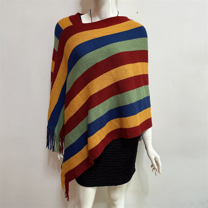 Buddha Stones Tibetan Colorful Striped Design Shawl Tassels Pullover Winter Cozy Travel Scarf Wrap - image 14