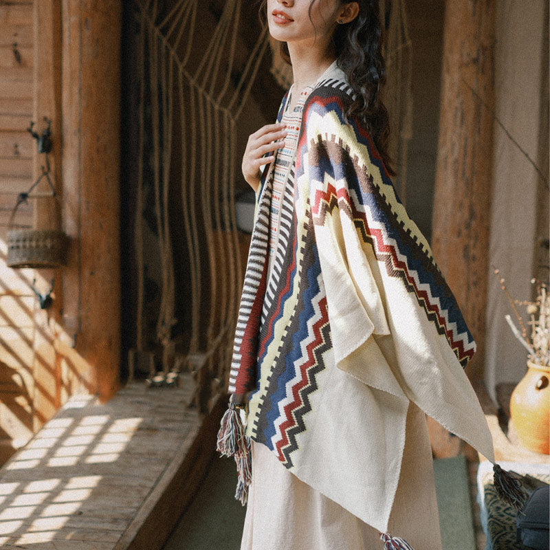 Buddha Stones Tibetan Colorful Striped Shawl Tassels Cozy Warm Travel Scarf Wrap - image 8