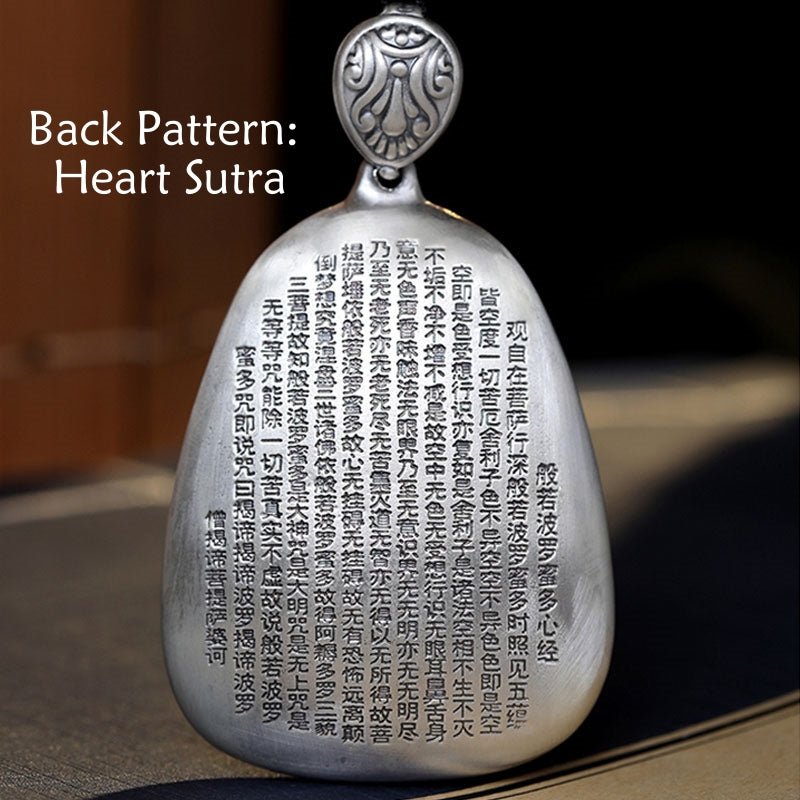 Buddha Stones 999 Sterling Silver Chinese Zodiac Natal Buddha Heart Sutra Engraved Protection Necklace Pendant - image 2