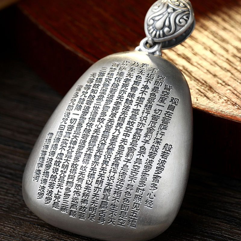 Buddha Stones 999 Sterling Silver Chinese Zodiac Natal Buddha Heart Sutra Engraved Protection Necklace Pendant - image 9