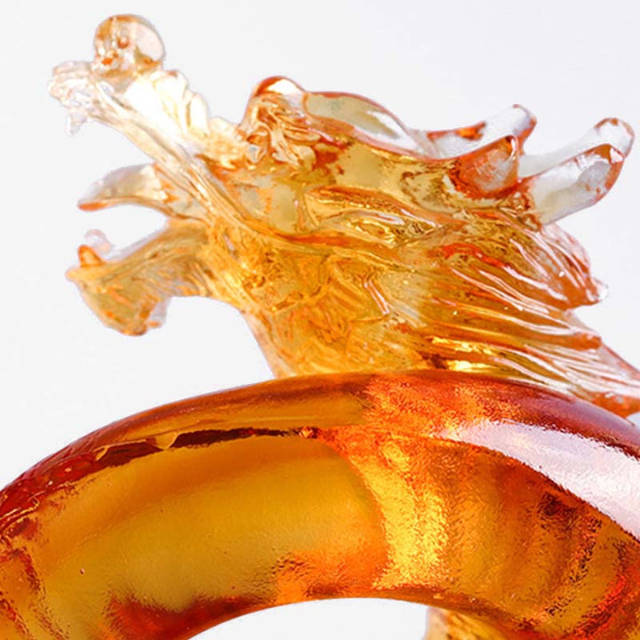 Buddha Stones Year of the Dragon Handmade Chinese Zodiac Yellow Dragon Liuli Crystal Art Piece Protection Home Office Decoration - image 7