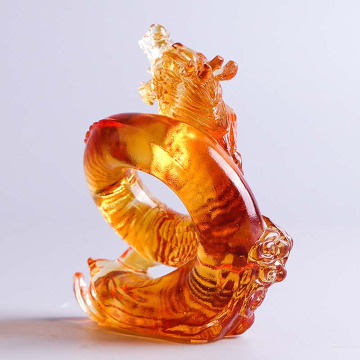 Buddha Stones Year of the Dragon Handmade Chinese Zodiac Yellow Dragon Liuli Crystal Art Piece Protection Home Office Decoration - image 4
