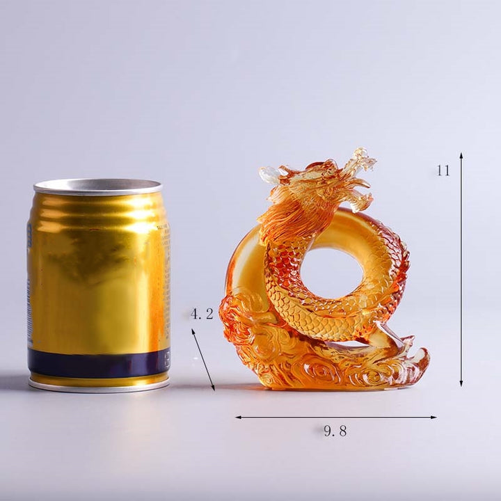 Buddha Stones Year of the Dragon Handmade Chinese Zodiac Yellow Dragon Liuli Crystal Art Piece Protection Home Office Decoration - image 12