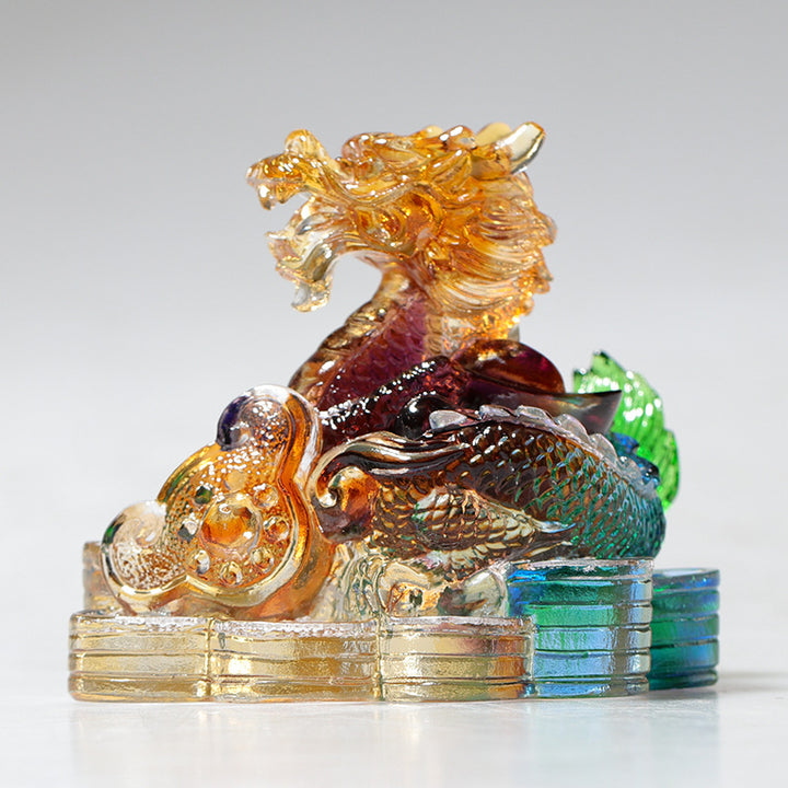 Buddha Stones Year of the Dragon Handmade 12 Chinese Zodiac Liuli Crystal Art Piece Protection Home Office Decoration - Dragon About 8.5*5.5*8cm - image 1