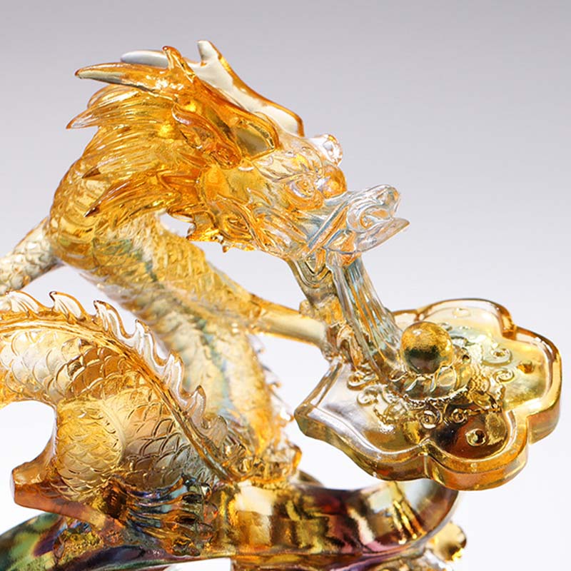 Buddha Stones Year of the Dragon Handmade Ruyi Handle Liuli Crystal Art Piece Protection Home Office Decoration - image 3