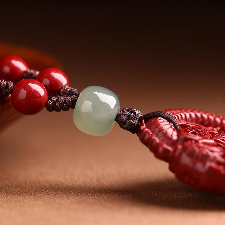 Buddha Stones Year Of The Dragon Natural Cinnabar Hetian Jade Bead Copper Coin Attract Wealth Strength Necklace Pendant - image 5