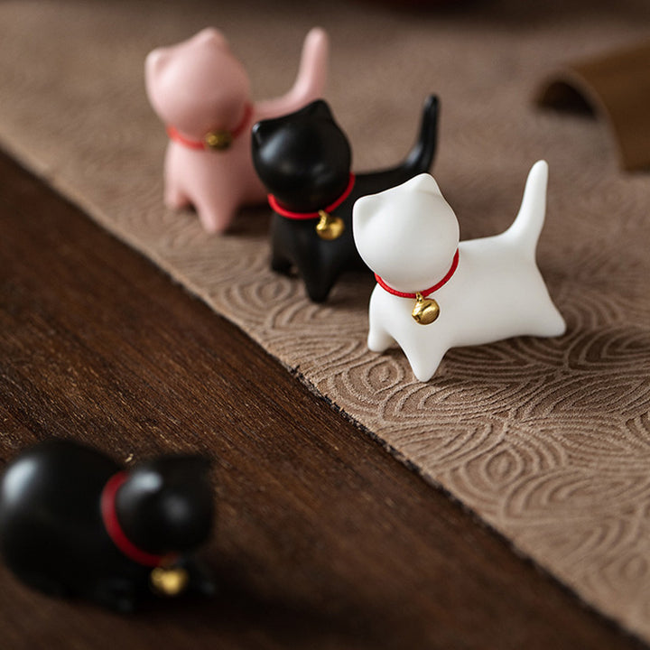 Buddha Stones Mini Small Cute Cat Tea Pet Ceramic Home Desk Figurine Decoration - image 14