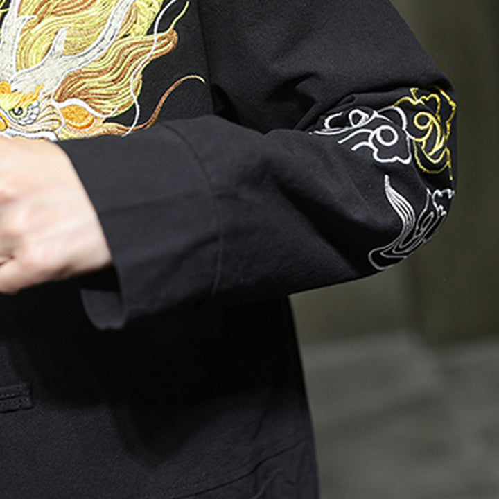 Buddha Stones Dragon Auspicious Cloud Embroidery Clothing Chinese Tang Suit Jacket Men Clothing - image 6