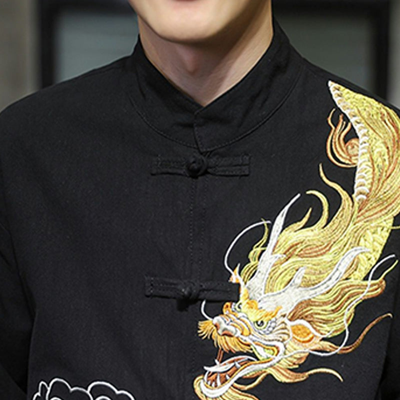 Buddha Stones Dragon Auspicious Cloud Embroidery Clothing Chinese Tang Suit Jacket Men Clothing - image 7