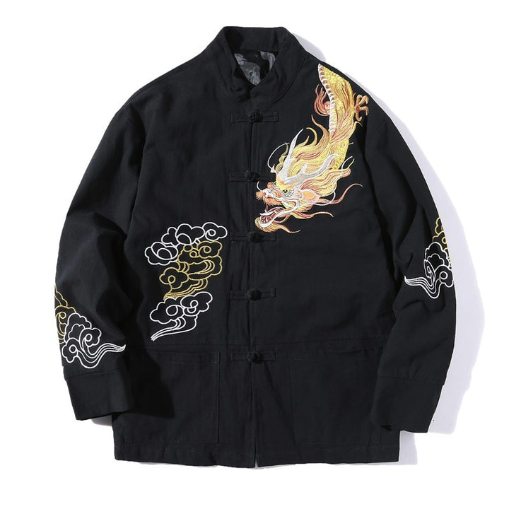 Buddha Stones Dragon Auspicious Cloud Embroidery Clothing Chinese Tang Suit Jacket Men Clothing - image 1
