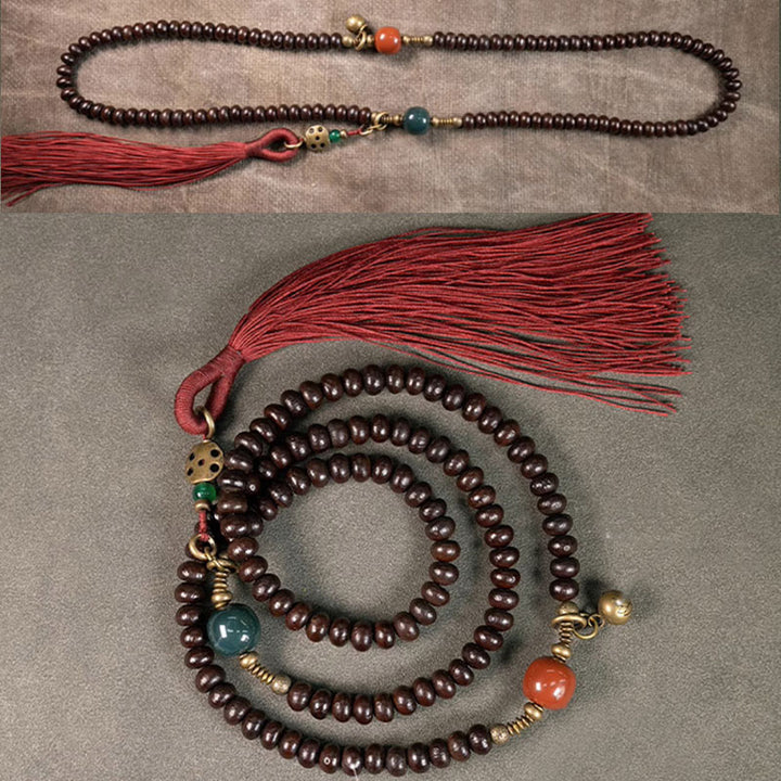 Buddha Stones 108 Mala Beads Natural Tibet Purple Bodhi Seed Auspiciousness Bracelet - image 13