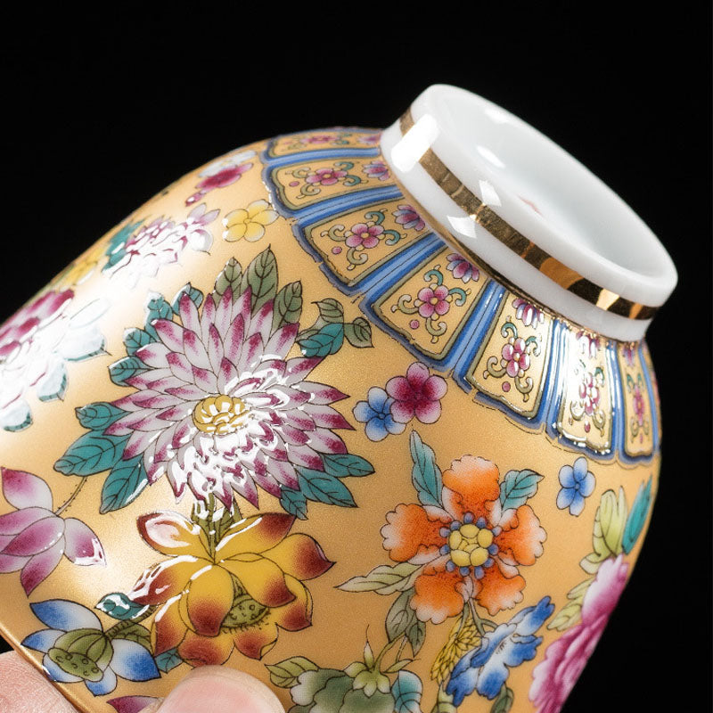 Buddha Stones Peony Flowers Ceramic Gaiwan Sancai Teacup Kung Fu Tea Cup And Saucer With Lid - image 5