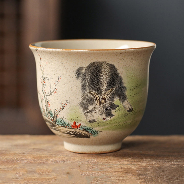 Buddha Stones 12 Chinese Zodiac Ceramic Teacup Kung Fu Tea Cup 130ml - Goat 7.2cm*6cm*130ml - image 17