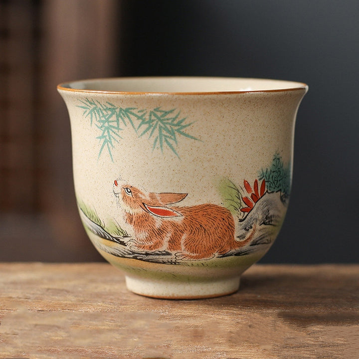 Buddha Stones 12 Chinese Zodiac Ceramic Teacup Kung Fu Tea Cup 130ml - Rabbit 7.2cm*6cm*130ml - image 13