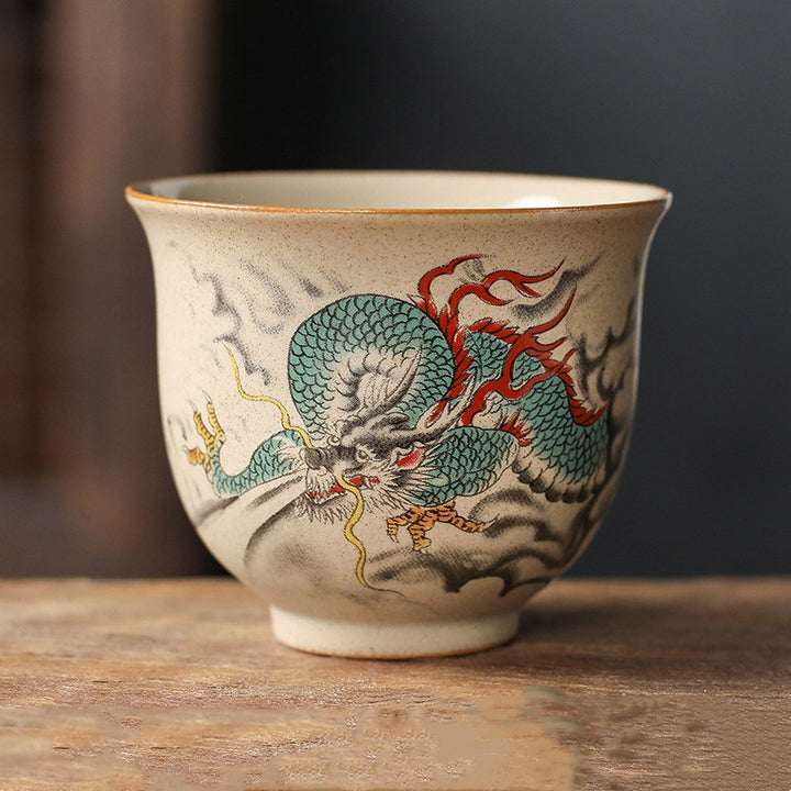 Buddha Stones 12 Chinese Zodiac Ceramic Teacup Kung Fu Tea Cup 130ml - Dragon 7.2cm*6cm*130ml - image 2