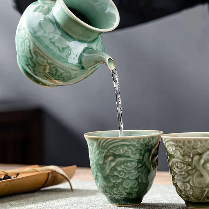 Buddha Stones Crane Pine Ceramic Teacup Kung Fu Tea Cup 80ml - image 4
