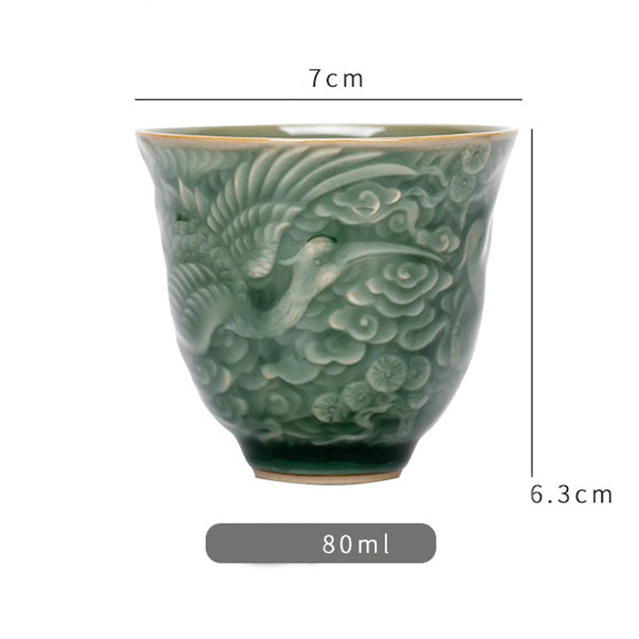 Buddha Stones Crane Pine Ceramic Teacup Kung Fu Tea Cup 80ml - image 6