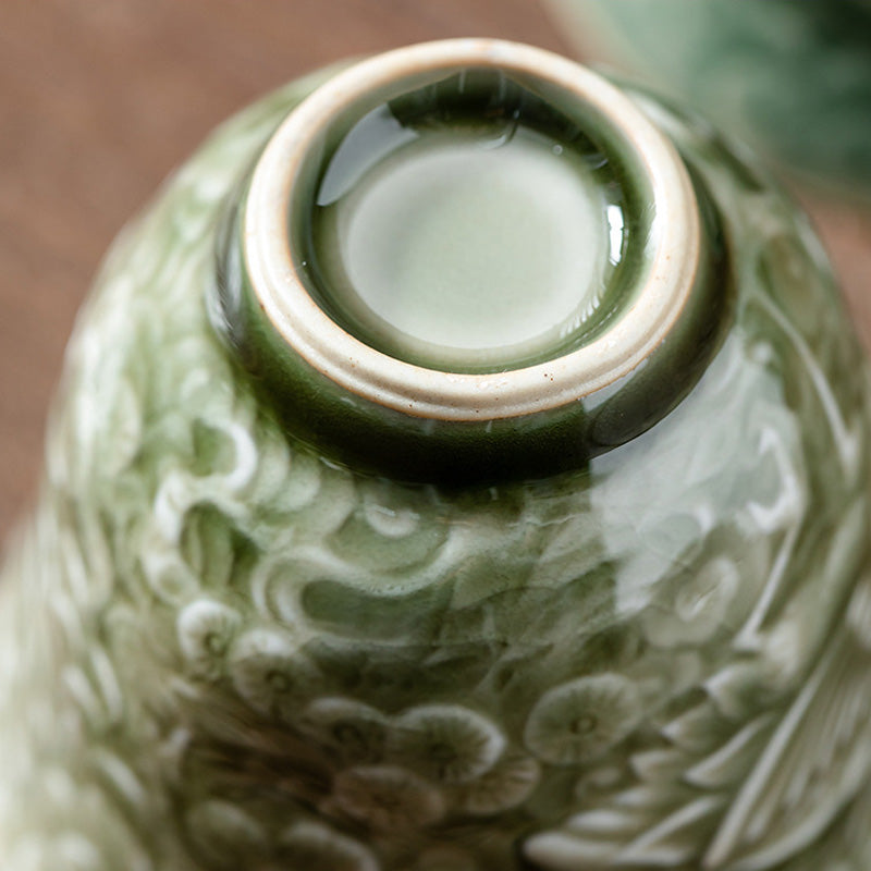 Buddha Stones Crane Pine Ceramic Teacup Kung Fu Tea Cup 80ml - image 9