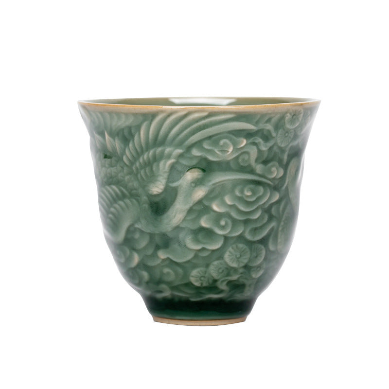 Buddha Stones Crane Pine Ceramic Teacup Kung Fu Tea Cup 80ml - image 5