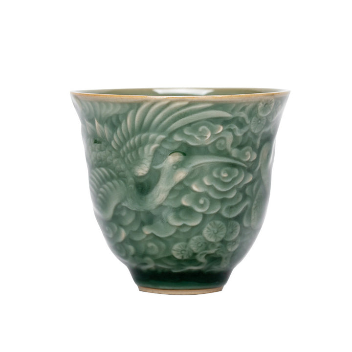 Buddha Stones Crane Pine Ceramic Teacup Kung Fu Tea Cup 80ml - image 5