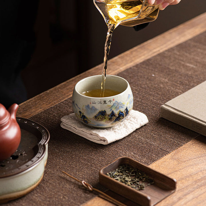 Buddha Stones A Panorama of Rivers and Mountains Ceramic Teacup Kung Fu Tea Cup 150ml - image 7