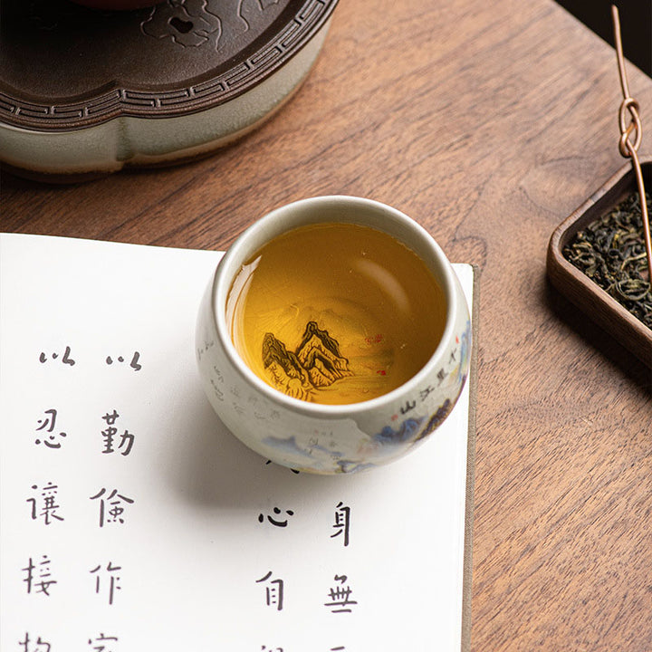 Buddha Stones A Panorama of Rivers and Mountains Ceramic Teacup Kung Fu Tea Cup 150ml - image 8