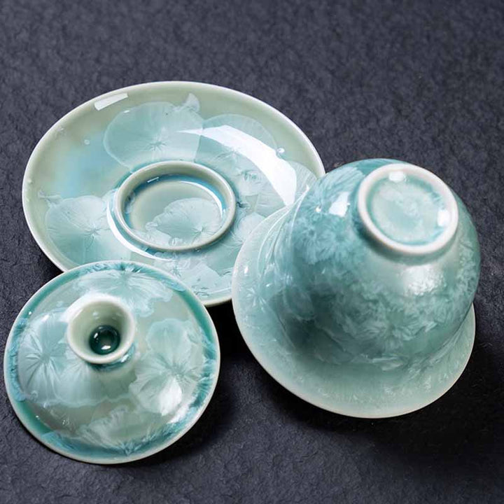 Buddha Stones Traditional Glaze Ceramic Gaiwan Sancai Teacup Kung Fu Tea Cup And Saucer With Lid 180ml - image 7
