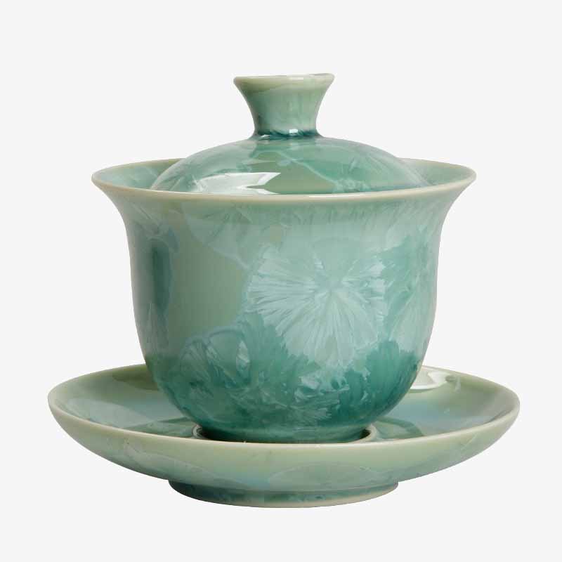 Buddha Stones Traditional Glaze Ceramic Gaiwan Sancai Teacup Kung Fu Tea Cup And Saucer With Lid 180ml - image 10