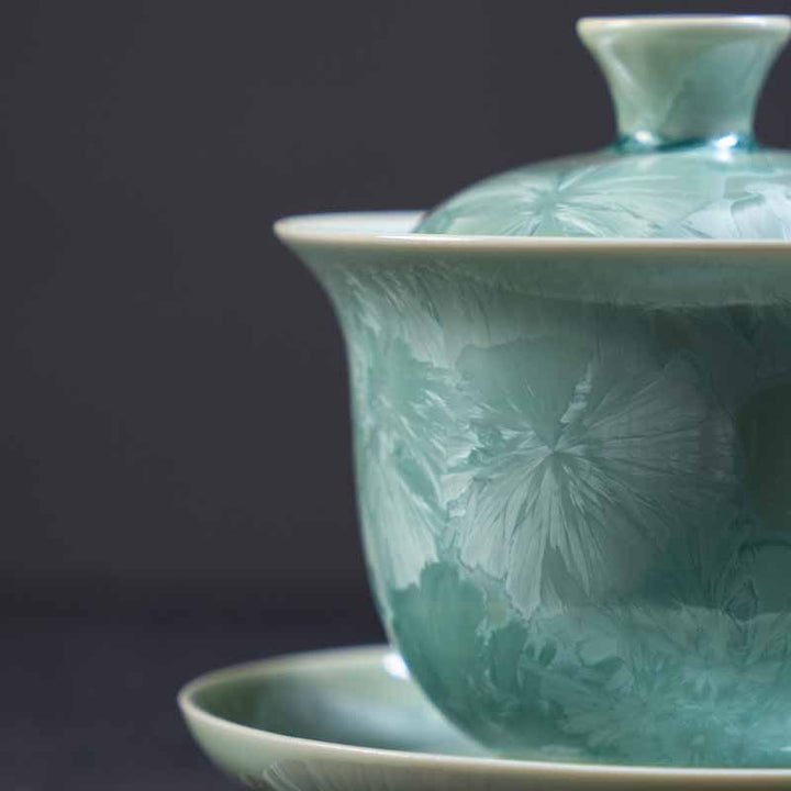 Buddha Stones Traditional Glaze Ceramic Gaiwan Sancai Teacup Kung Fu Tea Cup And Saucer With Lid 180ml - image 4