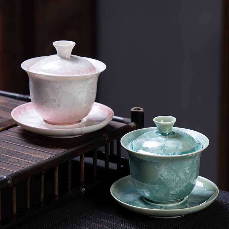 Buddha Stones Traditional Glaze Ceramic Gaiwan Sancai Teacup Kung Fu Tea Cup And Saucer With Lid 180ml - image 13