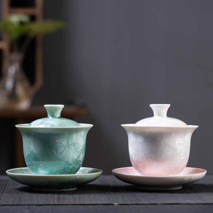 Buddha Stones Traditional Glaze Ceramic Gaiwan Sancai Teacup Kung Fu Tea Cup And Saucer With Lid 180ml - image 15