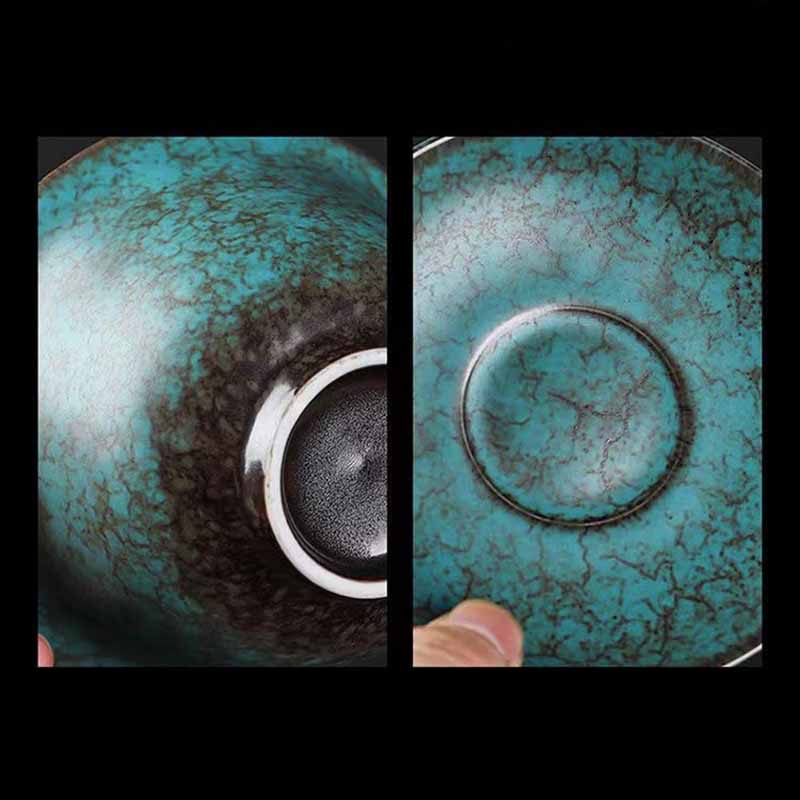 Buddha Stones Traditional Pine Tree Green Ceramic Gaiwan Sancai Teacup Kung Fu Tea Cup And Saucer With Lid - image 7