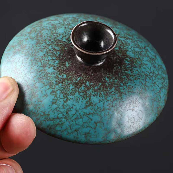 Buddha Stones Traditional Pine Tree Green Ceramic Gaiwan Sancai Teacup Kung Fu Tea Cup And Saucer With Lid - image 4