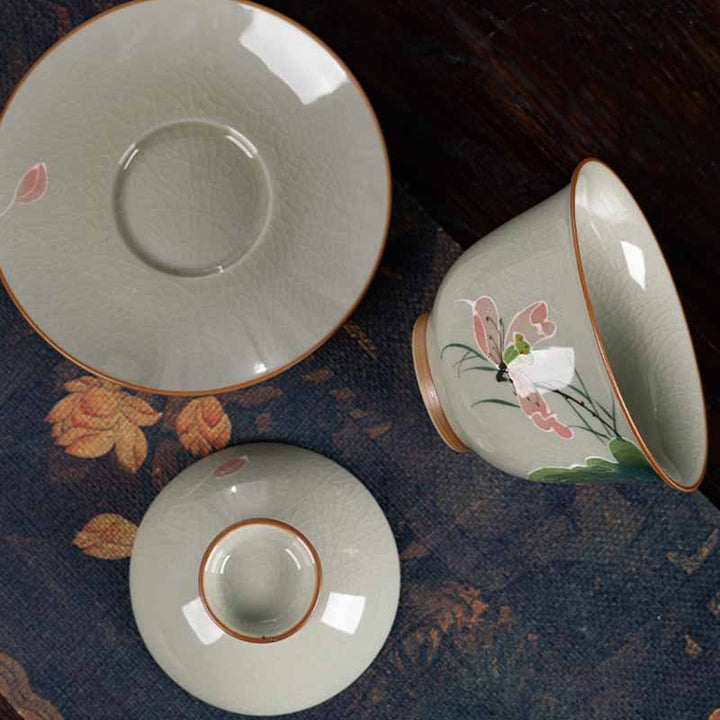 Buddha Stones Lotus Koi Fish Pod Leaf Ceramic Gaiwan Sancai Teacup Kung Fu Tea Cup And Saucer With Lid 140ml - image 14