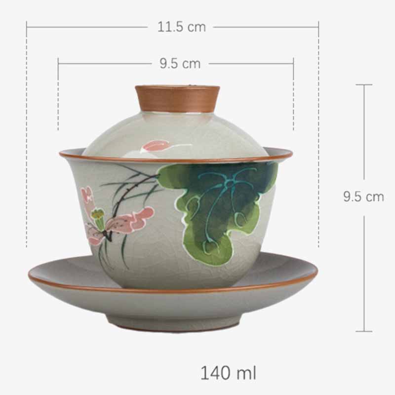 Buddha Stones Lotus Koi Fish Pod Leaf Ceramic Gaiwan Sancai Teacup Kung Fu Tea Cup And Saucer With Lid 140ml - image 18