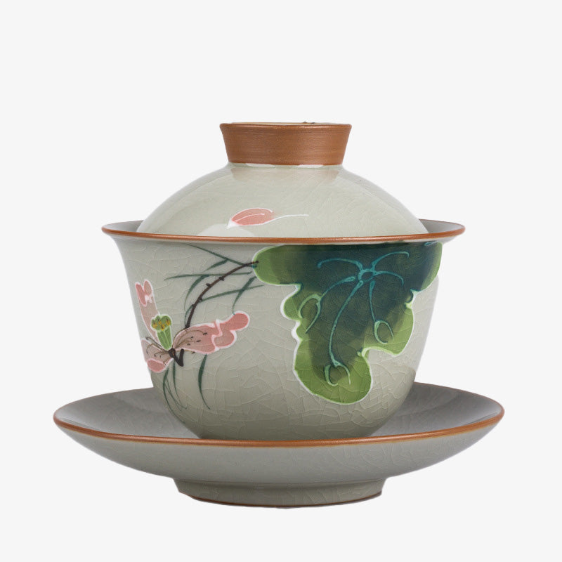 Buddha Stones Lotus Koi Fish Pod Leaf Ceramic Gaiwan Sancai Teacup Kung Fu Tea Cup And Saucer With Lid 140ml - image 17