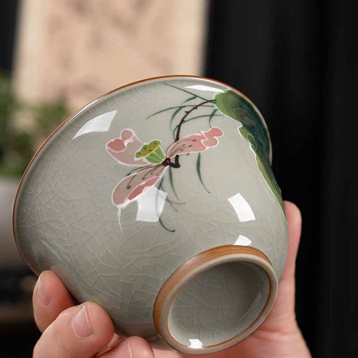 Buddha Stones Lotus Koi Fish Pod Leaf Ceramic Gaiwan Sancai Teacup Kung Fu Tea Cup And Saucer With Lid 140ml - image 8