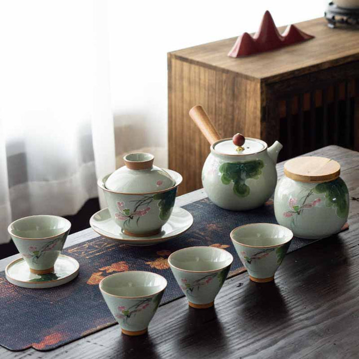 Buddha Stones Lotus Koi Fish Pod Leaf Ceramic Gaiwan Sancai Teacup Kung Fu Tea Cup And Saucer With Lid 140ml - image 21