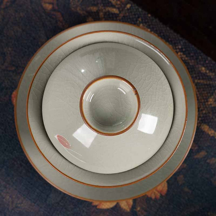 Buddha Stones Lotus Koi Fish Pod Leaf Ceramic Gaiwan Sancai Teacup Kung Fu Tea Cup And Saucer With Lid 140ml - image 13