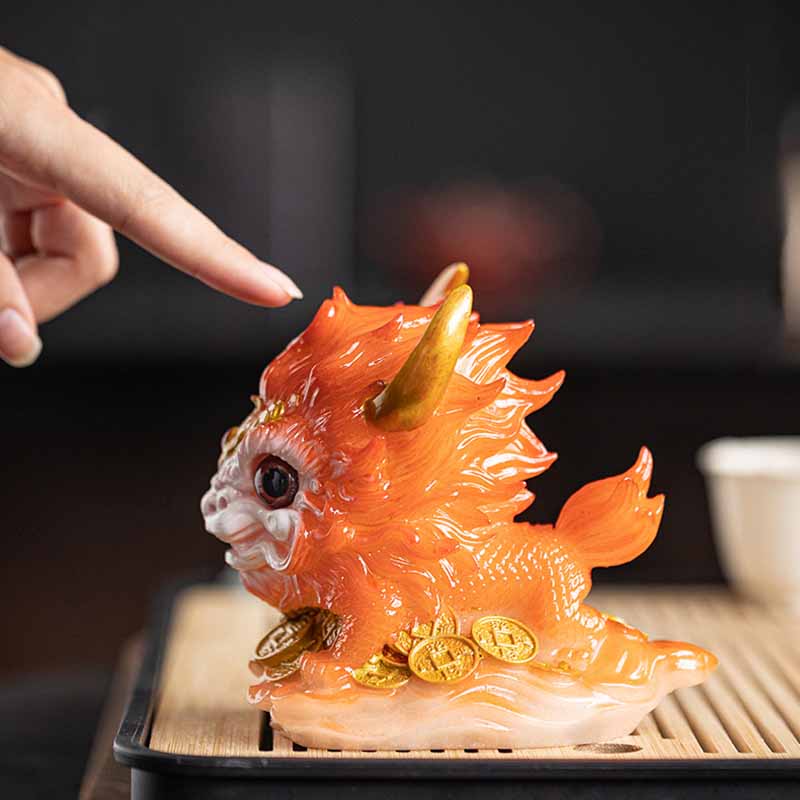 Buddha Stones Color Changing Small Kirin Resin Tea Pet Home Figurine Decoration - image 5