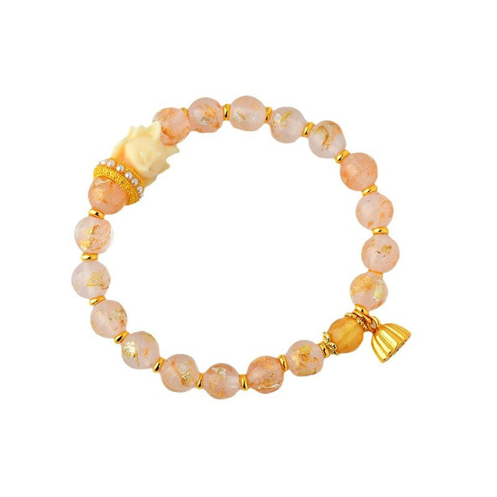 Buddha Stones Tibetan Incense Ash Liuli Glass Bead Lucky Nine Tailed Fox Lotus Charm Bracelet - image 6