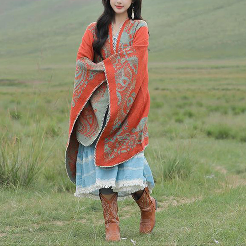 Buddha Stones Tibetan Shawl Simple Pattern Winter Cozy Travel Scarf Wrap - image 8