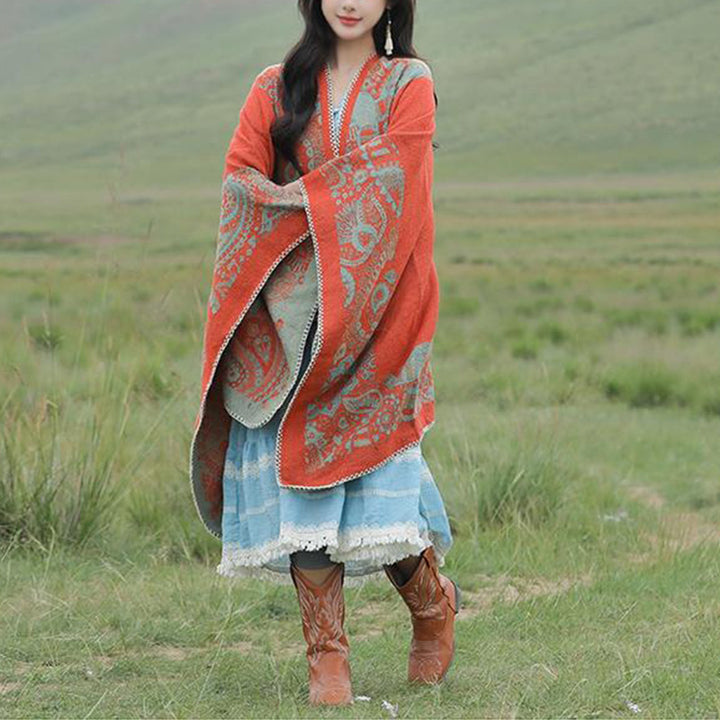 Buddha Stones Tibetan Shawl Simple Pattern Winter Cozy Travel Scarf Wrap - image 8