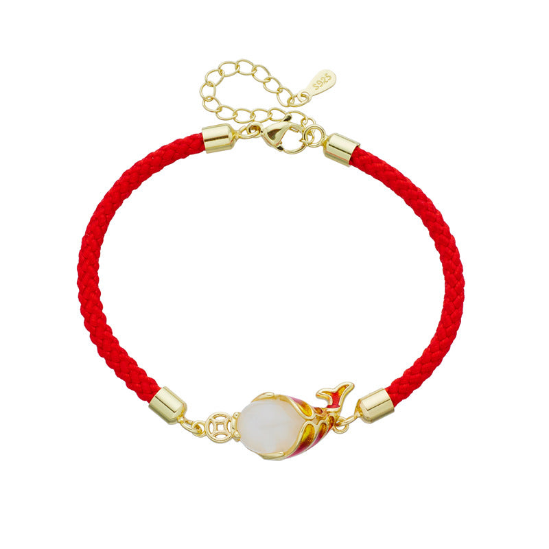 Buddha Stones Chalcedony Luck Koi Fish Wealth Bracelet Necklace Pendant - image 5