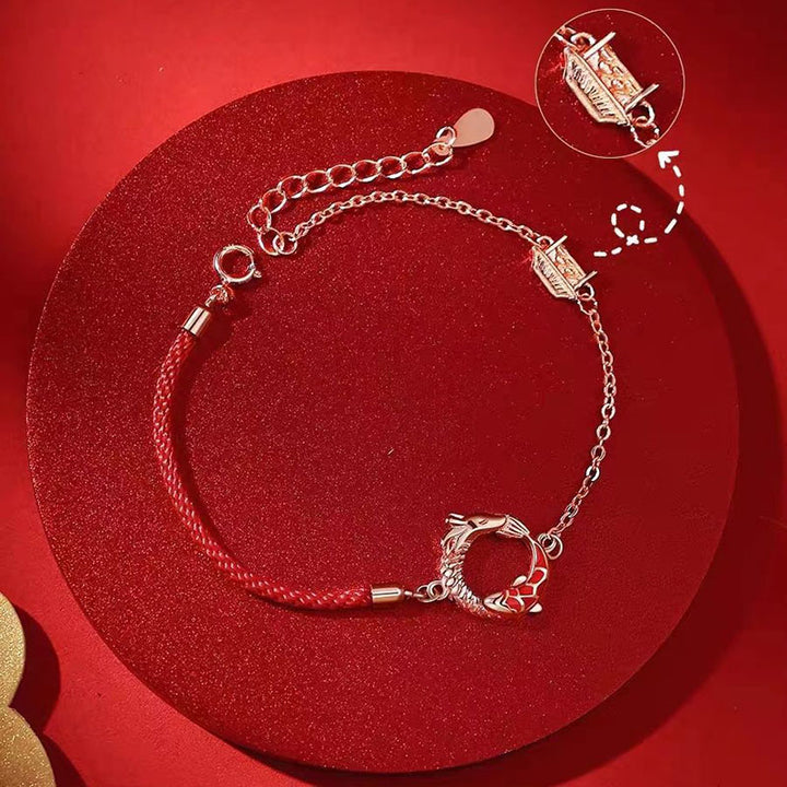 Buddha Stones 925 Sterling Silver Year Of The Dragon Copper Koi Fish Luck Protection Bracelet - image 3