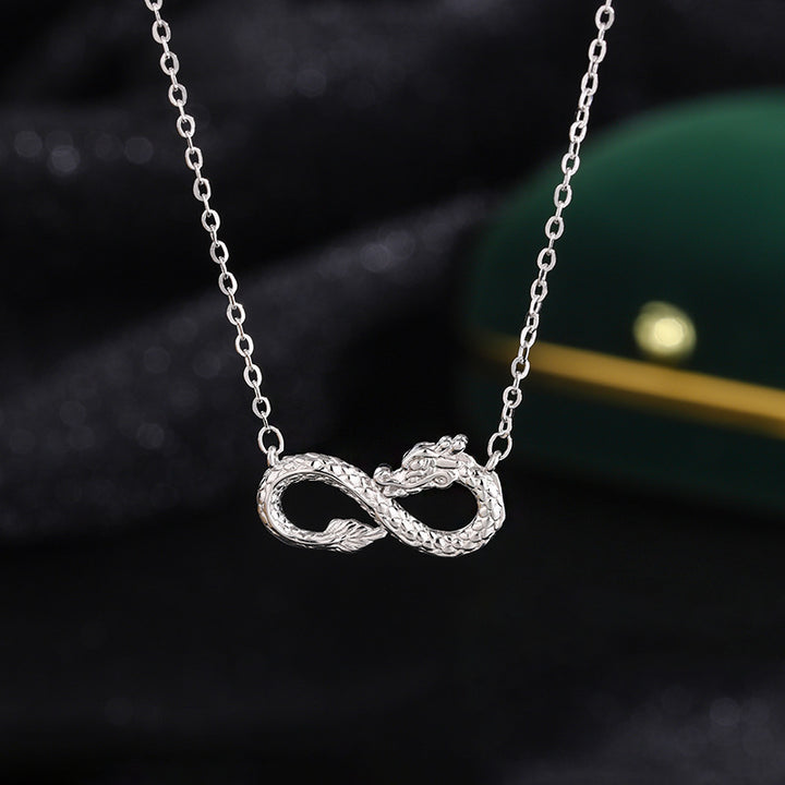 Buddha Stones 999 Sterling Silver Year of the Dragon Endless Knot Success Necklace Pendant - Dragon(Protection♥Success) - image 0