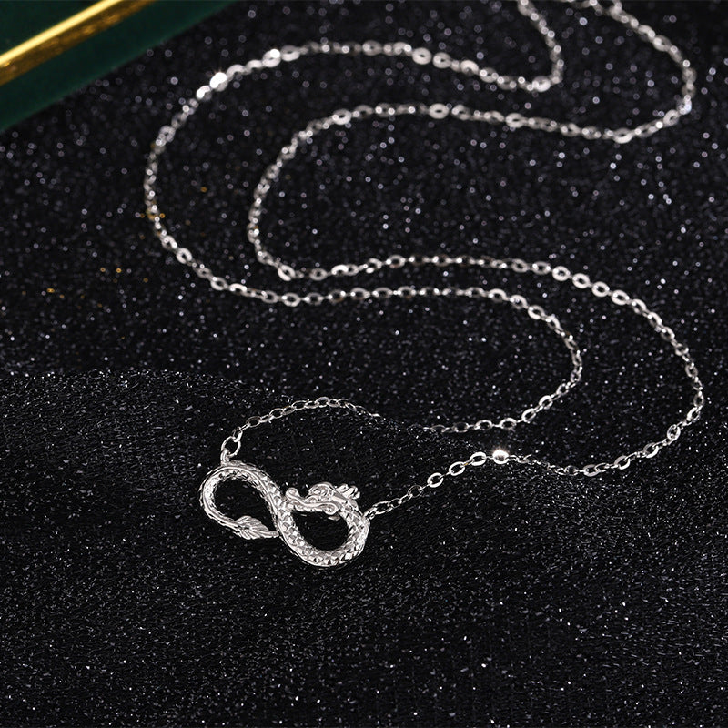 Buddha Stones 999 Sterling Silver Year of the Dragon Endless Knot Success Necklace Pendant - image 1