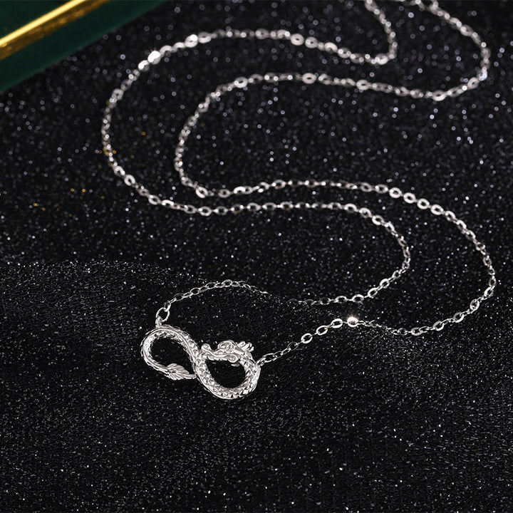 Buddha Stones 999 Sterling Silver Year of the Dragon Endless Knot Success Necklace Pendant - image 1