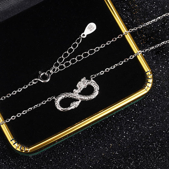 Buddha Stones 999 Sterling Silver Year of the Dragon Endless Knot Success Necklace Pendant - image 4