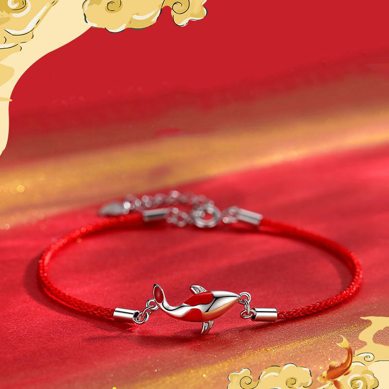 Buddha Stones Koi Fish Luck Wealth Braided Chain Couple Bracelet - image 3